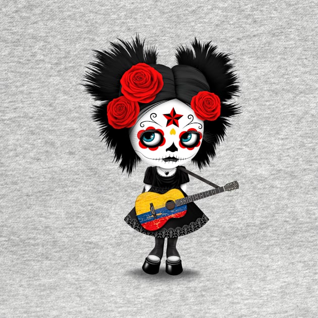 Sugar Skull Girl Playing Colombian Flag Guitar by jeffbartels